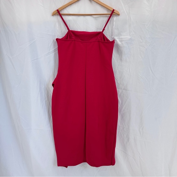 Almost Famous Red Dress Size Large Bodycon Asymmetrical Hem Ruffle NWT Valentine - Picture 7 of 16